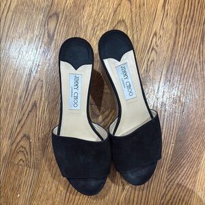 Jimmy Choo Black Suede Mules sandal cork